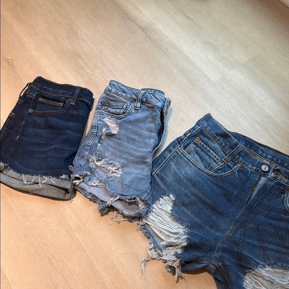 Denim Distressed Shorts Trio